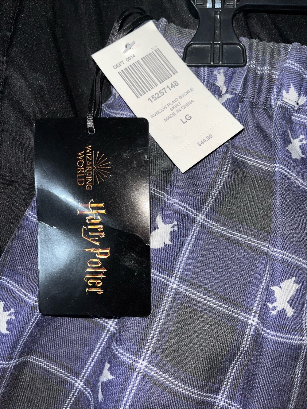 Hot Topic Large Ravenclaw Blue Tie-Dye T-Shirt and Navy Plaid Skirt Set - Picture 8 of 16